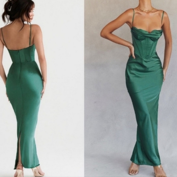 House of Cb Charmaine forest green maxi corset dress - Picture 5 of 8